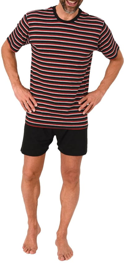 Herenpyjama Shorty met korte mouwen Pyjama in een geweldige gestreepte look