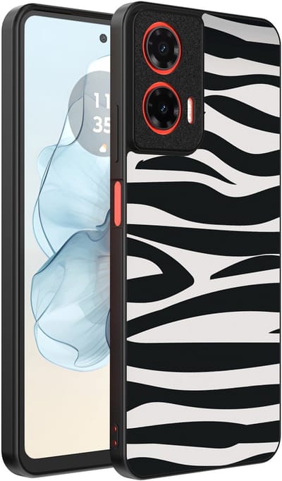 Smartphonica Telefoonhoesje Geschikt voor Motorola Moto G04 - G24 - G24 Power - E14 met zebra opdruk - TPU backcover case zebra design - Zwart Wit