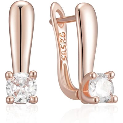 Boucles d'oreilles Anglaises Zircon Naturel Brillant Simple Mariage de Mariée Couleur Or Rose Luxe Bijoux Fins Quotidien Fête Pour Femmes white