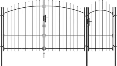 vidaXL - Tuinpoort - met - slot - Grijs - 175 - x - 400 - cm - Staal