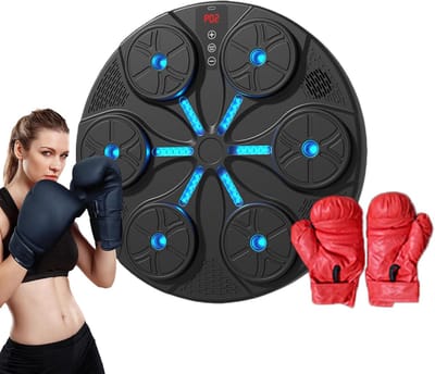 Muziek Boksmachine - Elektronische Trainingsapparatuur - Thuis Sporttraining - Wandmontage LED Verlichting - 39x38x18 cm - Zwart