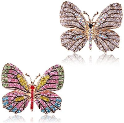 NTH products- Vlinderbroche 2 stuks - Strass-steentjes - Modieus accessoire - Perfect cadeau - Geschikt voor bruiloften - Flexibele kleurencombinatie - Sieraden