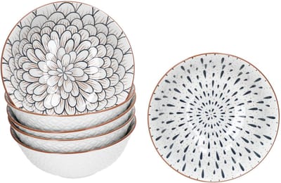 6-delige set YAMA serveerschaal Ø21cm blauw & wit 2 Motieven van steengoed – 24324720