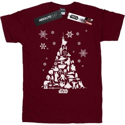 Star Wars Heren Kerstboom T-Shirt (Bourgondië)