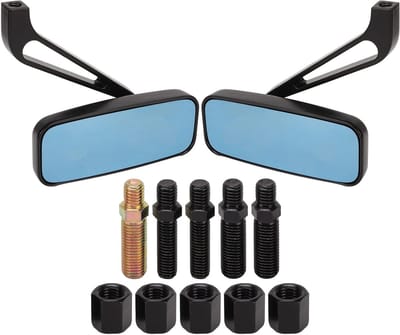 Motorfiets Achteruitkijkspiegels 8MM-10MM Universele Vervangingen voor Bobber en Sportmodellen met Blauwe Reflectoren