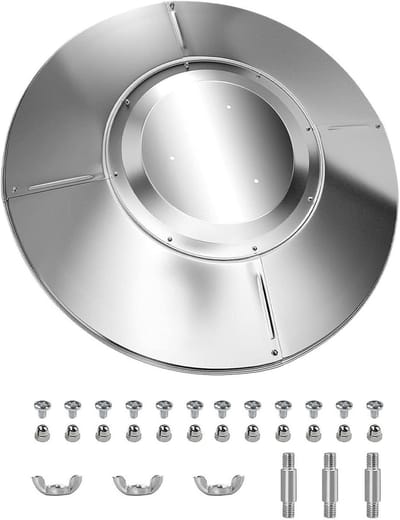 Terrasverwarmer Kap - Reflectiescherm Buiten - Efficiënt Verwarmen - Vlamvertragend Aluminium - 33 cm Diameter - Aluminiumkleur