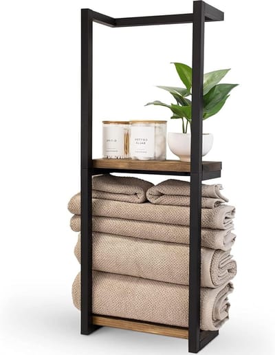 Handdoekenrek Badkamer - Handdoekhouder Plank - Ruimte Besparen - Dubbele Laag Design - 76 x 28 x 13 cm - Zwart