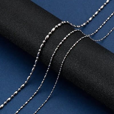 Aramat Jewels | Halskettingen | Zilverkleurige Bolletjes Ketting RVS – Stalen Tagketting Dames Heren | 45cm / 1.5mm |45cm | | Staal | Volwassenen | Verkleurd niet
