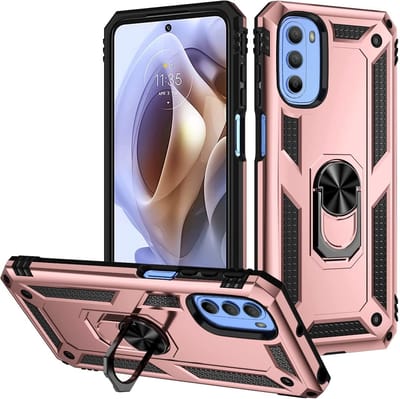 Hoesje geschikt voor Moto G41 / Hoesje geschikt voor Moto G31 hoesje Hybrid Armor Anti-Shock hoesje Rose Goud - Hoesje geschikt voor Moto G31 / G41 Hoesje kickstand Ring houder cover TPU backcover hoesje