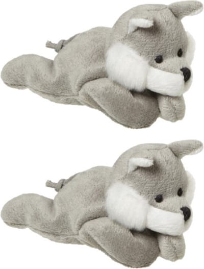 Nature Planet pluche knuffeldier Wolf - 2x stuks - grijs - 13 cm - Kleine wolven knuffels