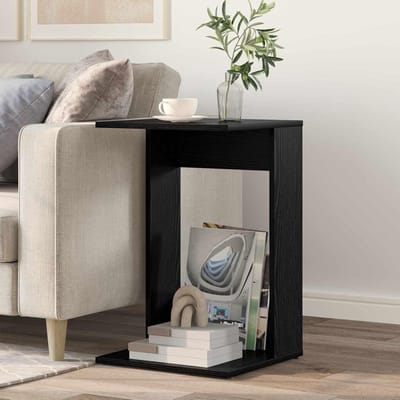 Bijzettafel - Nachtkastje Salontafel - Woonkamer Inrichten - Robuust Houtmateriaal - 40 x 38 x 625 cm - Zwart Eikenlook