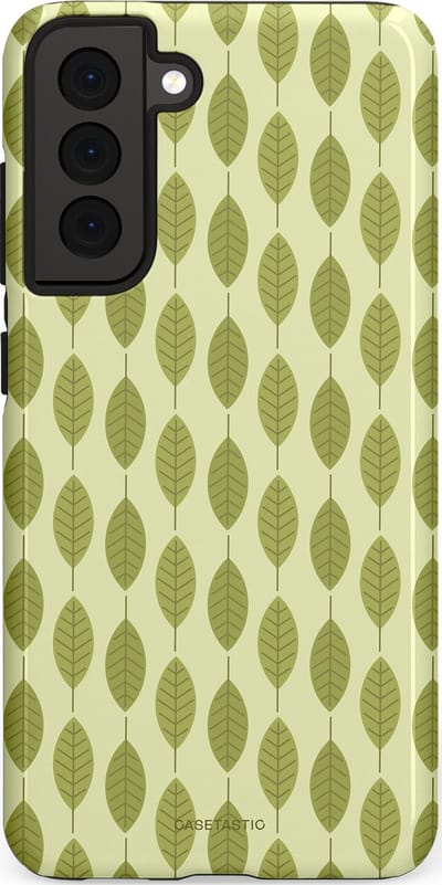 Casetastic hoesje geschikt voor Samsung Galaxy S21 FE 5G - Dubbellaagse bescherming - Bladerenpracht in het groen - Fashion Case - Crème Olijfgroen