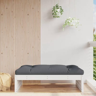 Houten Tuinbank - Buiten Zitten - Ontspannen in Tuin - Stevige Houtconstructie - 115 x 38 x 31 cm - Wit