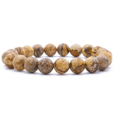 Bixorp Gems Landschap Jaspis Edelstenen Armband - Gepolijste Edelsteen Kralenarmband 8mm / 22cm