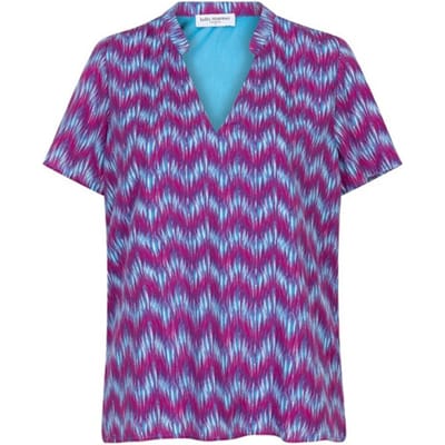 Lofty Manner T-shirt Blouse Mayra Qe07 812 Multi Wave Print Dames Maat - XS
