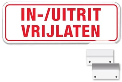 Bord In-/ Uitrit Vrijlaten - Weerbestendig Aluminium - 40x15 cm - Bevestiging: Met muur-/ wandmontage beugels