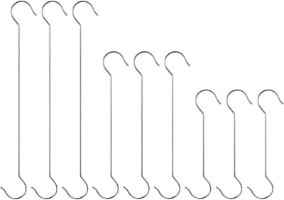 S-haken, 9 stuks roestvrijstalen extra grote S-haken, 3 verschillende maten, multifunctionele ophanghaken voor keukengerei, potten (19,8 cm, 30 cm, 39,9 cm)