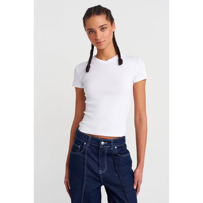 Slim Fit Katoenen V-hals T-shirt