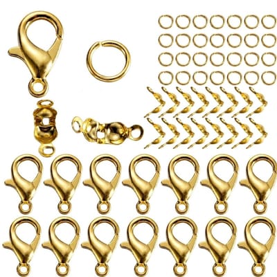 Goudkleurige sieraad sluitingen set karabijnsluitingen met ringetjes en knijpkralen voor armband en ketting DIY accessoires