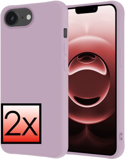 Hoesje - 2 Stuks - Geschikt voor Apple iPhone 16e / 17e - Sterk & Shockproof - Case Siliconen - Back Cover - Telefoon Hoes - Lila