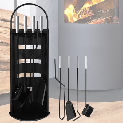 Openhaard set - Haardset zwart - 5-deligs haardgereedschap - haardstel - open haard set