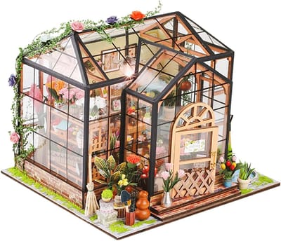 Miniatuurhuis Bouwset - Houten Model - Decoratie Kamer - Handgemaakt Ontwerp - 20 x 20 x 18 cm - Natuurlijk Hout