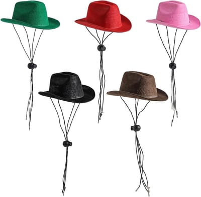 Verstelbare cowboyriem voor huisdieren met 5 kleuren, inclusief cowboyhoeden voor honden en katten, ideaal voor feesten en cosplay