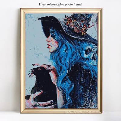 Peinture Diamant 5D DIY Femmes Et Chat Strass Ronds Complets Broderie Diamant Point de Croix 20X30CM gray