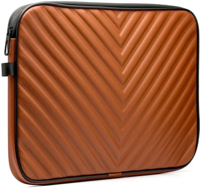 Laptophoes, Laptoptas Leer, Laptoptas 14 inch, Pu Leren Laptoptas, Laptophoes 14 inch, Laptoptas Dames, Schokbestendig Laptop Hoes, Laptoptas Heren, Waterafstotend Laptop Case, Laptoptas Geschikt Voor Macbook, Laptop Cover, BRUIN, ZIGZAGPATROON