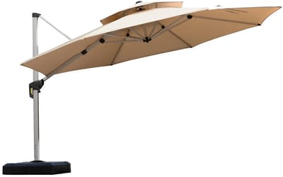 PURPLE LEAF Ronde Parasol – Dubbel Top – 360 °Graden Rotatie – UV werend doek– Windbestendige Zweefparasol