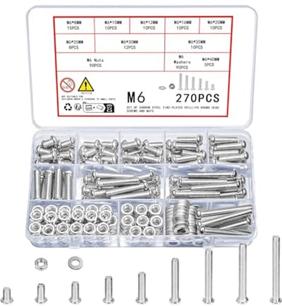 Solidchoice - M6 Schroeven, Bouten en Moeren Assortiment Set van 270 Stuks