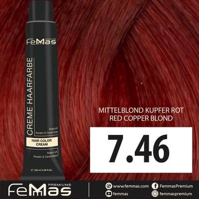 Femmas (7.46) -Haarverf - Middenblond Koperrood - 100ml