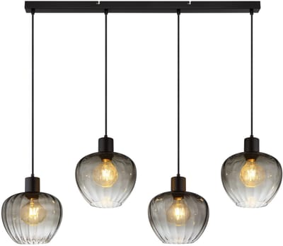 Globo - hanglamp - TOY - zwart - glas - grote eettafellamp - E27 - 30140408