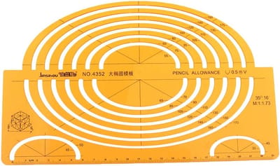 Ellipsen Sjabloon Liniaal - Ontwerp Stencil - Geometrische Tekeningen - 14 Verschillende Ellipsen - 24.6 cm - Zwart