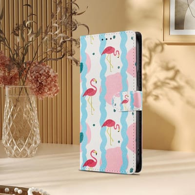 Flip Lederen Hoesje voor iPhone 17 16 15 14 13 12 Pro Max Plus Mini 17 Air Schattige Bloem Vlinder Bedrukte Portemonnee Achterkant Telefoonhoesje iPhone17