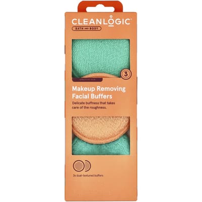 CleanLogic, Bad & Lichaam, Gezichtsbuffer voor Make-up Verwijderen, 3 Buffers met Dubbele Textuur