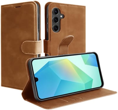 Just in Case hoesje geschikt voor Samsung Galaxy A16 Hoesje met Pasjeshouder - Premium Bookcase - Bruin