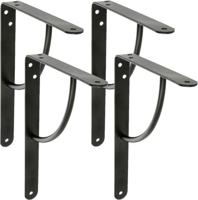 AMIG Plankdrager/planksteun van metaal - 4x - gelakt zwart - H150 x B125 mm - boekenplank steunen - tot 110 kg