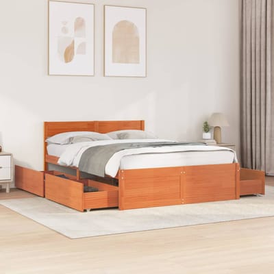 vidaXL - Bed - met - matras - massief - grenenhout - wasbruin - 140x190 - cm
