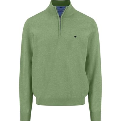 Fynch Hatton - Half zip trui - Heren - XXL - Olijf - Katoen - 1613-215