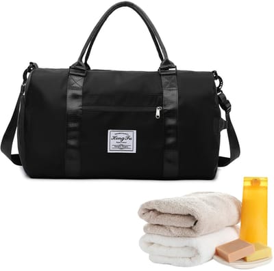 Dailygoods - Reistas, zwarte gymtas voor heren, sporttas met nat vak, verstelbare sporttas met schoenenvak, voor fitness, camping, outdoor-activiteiten