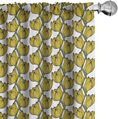 ABAKUHAUS Gordijnen Tulp – 2×75×245 cm – Microvezel verduistering, varen groen/geel