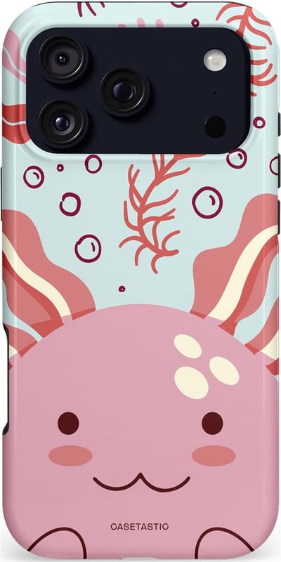 Casetastic hoesje geschikt voor Apple iPhone 17 Pro Max - MagSafe - Dubbellaagse bescherming - Axolotl knuffels - Fashion Case - Lichtroze Lichtgrijs Koraal