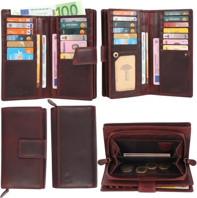 DE LAMASSU® (Alina) Leren Dames Portemonnee – Echt Leer – 22 Pasjes – RFID-bescherming – Elegant & Ruim – Luxe Geschenkverpakking