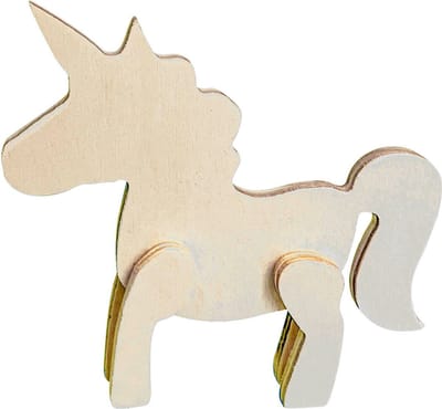 Eenhoorn/Unicorn - Hout 3D Staand - Hobby & DIY - Duurzaam & Onbehandeld Hout - 11.5x12.5x2cm