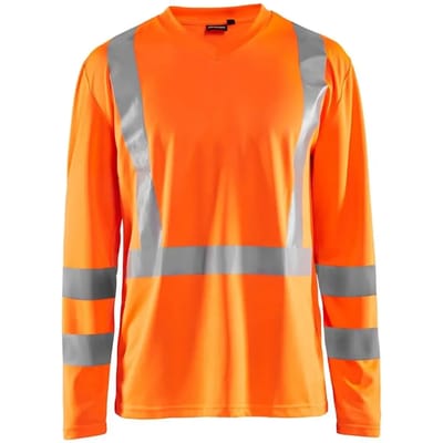 T-shirt met lange mouwen, hoge zichtbaarheid, anti-geur, anti-uv v-hals Blaklader