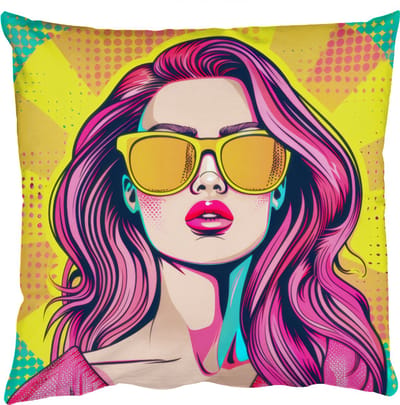 Sierkussens - Kussentjes Woonkamer - 50x50 cm - Zonnebril - Vrouw - Zonnig - Geel