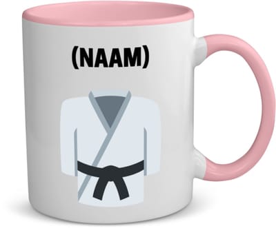 Akyol - karate met eigen naam koffiemok - theemok - roze - Sport - karateka - sport - 350 ML inhoud