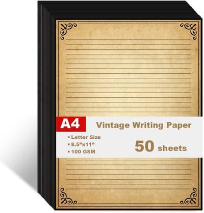 Vintage briefpapier met antiek randontwerp, 50 vellen, 100 g/m², 28 x 21 cm
