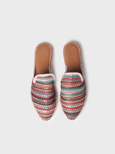 Rugloze espadrille voor dames van veelkleurige stof | ODET-CH